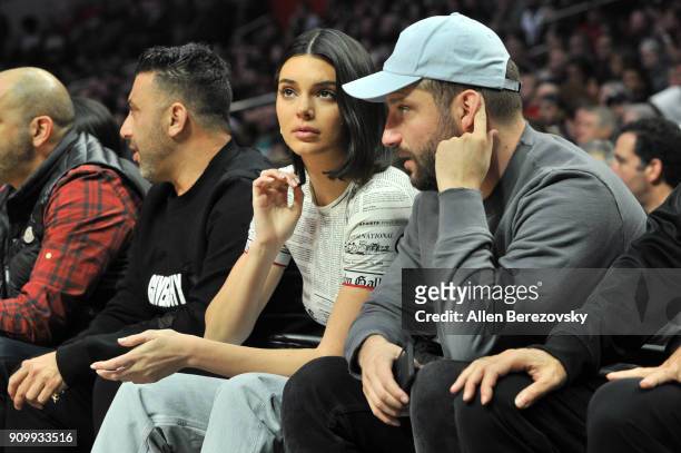 Model Kendall Jenner and producer Michael D. Ratner attend a basketball game between the Los Angeles Clippers and the Boston Celtics at Staples...