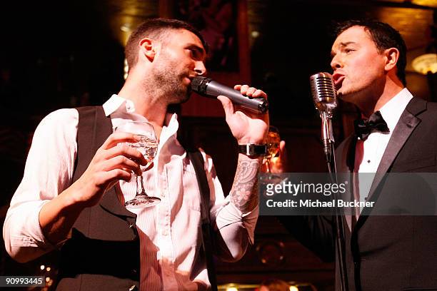 Adam Levine and Seth MacFarlane from FOX's "Family Guy" perform during the FOX Broadcasting Company, Twentieth Century FOX Television and FX 2009...