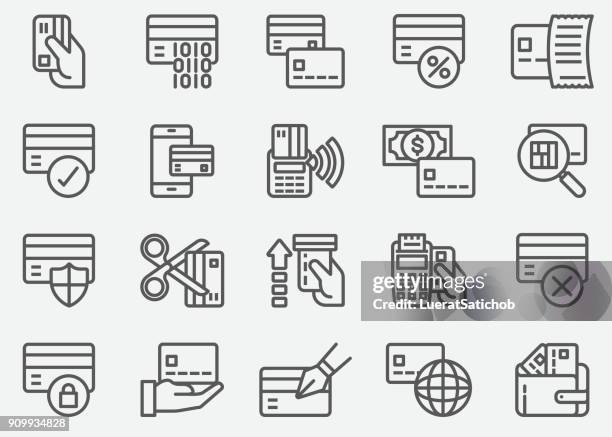 kreditkarten-atm linie symbole - inserting stock-grafiken, -clipart, -cartoons und -symbole