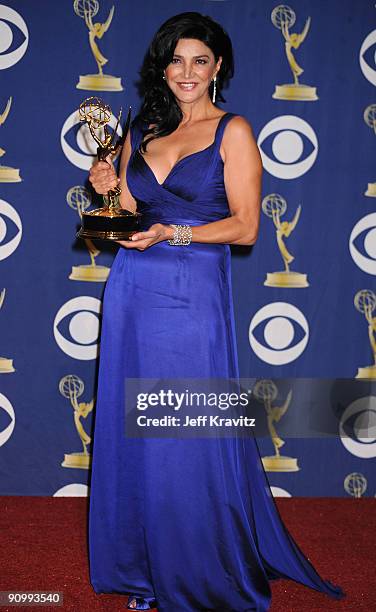 Actress Shohreh Aghdashloo poses with award in the press room at the 61st Primetime Emmy Awards held at the Nokia Theatre on September 20, 2009 in...