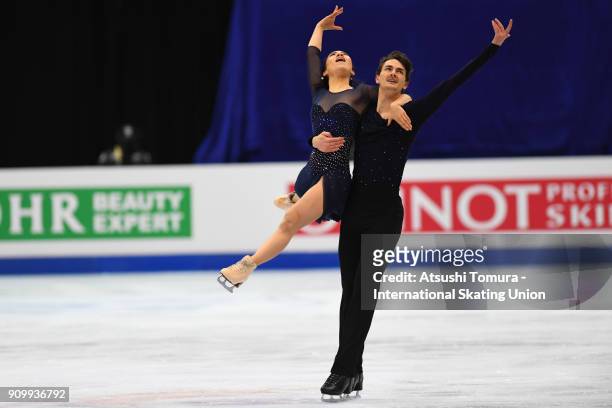 Misato Komatsubara and Tim Koleto of Japan compete in the ice dance free dance during day two of the Four Continents Figure Skating Championships at...