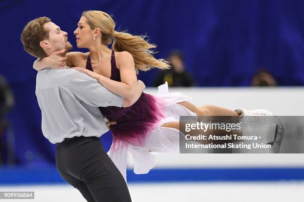 Sarah Arnold and Thomas Williams of Canada compete in the ice dance free dance during day two of the Four Continents Figure Skating Championships at...