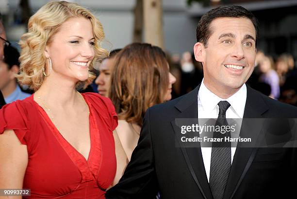 Actor Steve Carell and wife Nancy Carell arrive at the 61st Primetime Emmy Awards held at the Nokia Theatre on September 20, 2009 in Los Angeles,...