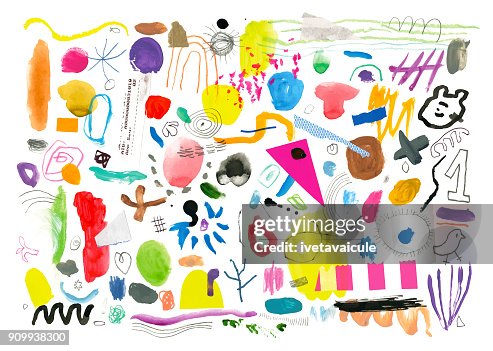 Abstract background pattern of painted marks and shapes Abstract background pattern of painted marks and shapes
