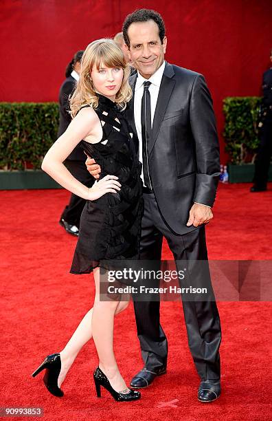 Actor Tony Shalhoub and guest arrive at the 61st Primetime Emmy Awards held at the Nokia Theatre on September 20, 2009 in Los Angeles, California.