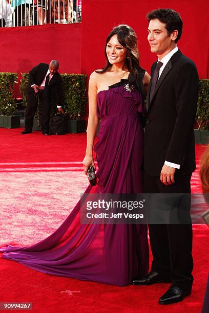 Actors Lindsay Price and Josh Radnor arrive at the 61st Primetime Emmy Awards held at the Nokia Theatre on September 20, 2009 in Los Angeles,...