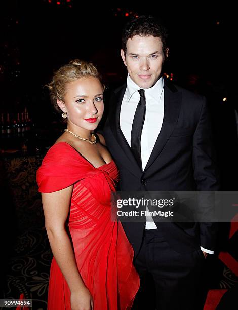 Hayden Panettiere and Kellan Lutz attend HBO's Post Emmy Awards Party held at Pacific Design Center on September 20, 2009 in West Hollywood,...