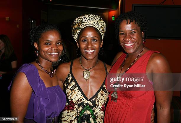 Cast members Kelly M. Jenrette, Bahni Turpin and Michael Hyatt pose during the opening night party for "Eclipsed" at the Center Theatre Group's Kirk...