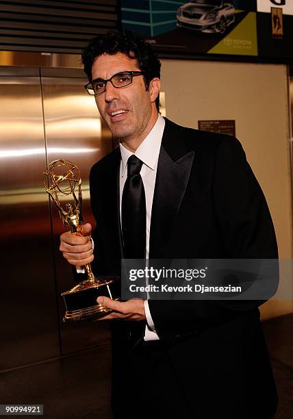 Director Jeff Blitz with his Emmy for Outstanding Director in a Comedy Series for 'The Office' backstage at the 61st Primetime Emmy Awards held at...