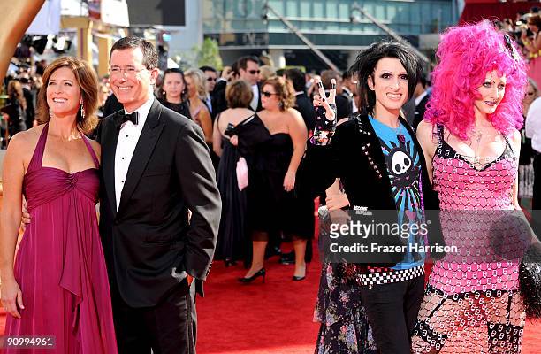 Personality Stephen Colbert , wife Evelyn McGee-Colbert , tv personalities Kynt Cothron and Vyxsin Fiala arrive at the 61st Primetime Emmy Awards...