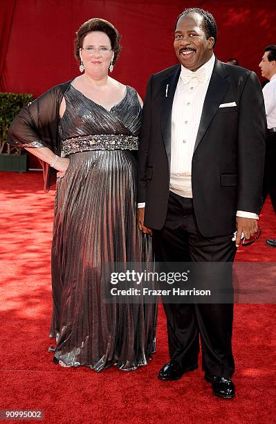 Phyllis Smith and Leslie David Baker arrive at the 61st Primetime Emmy Awards held at the Nokia Theatre on September 20, 2009 in Los Angeles,...