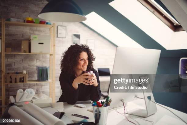 female architect at work - chill by will 2018 stock pictures, royalty-free photos & images