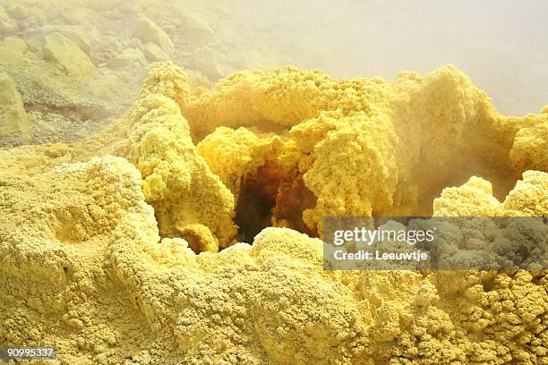 sulphur volcano mouth - sulphur stock pictures, royalty-free photos & images