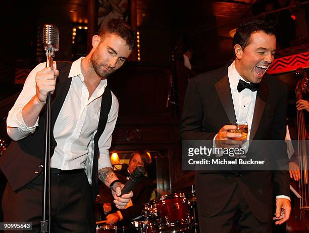 Adam Levine and Seth MacFarlane from FOX's "Family Guy" perform during the FOX Broadcasting Company, Twentieth Century FOX Television and FX 2009...
