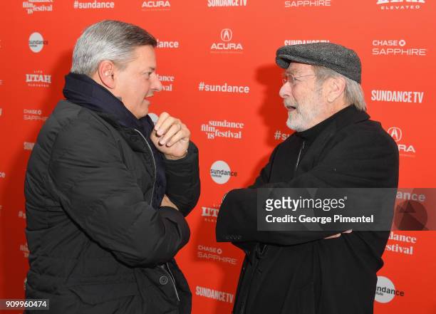 Ted Sarandos, Netflix Chief Content Officer speaks with actor Martin Mull at the "A Futile And Stupid Gesture" Premiere during the 2018 Sundance Film...
