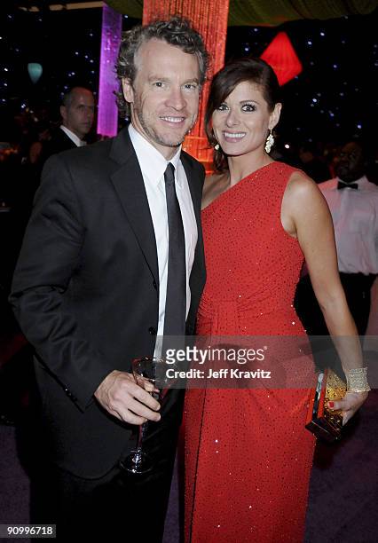 Actors Tate Donovan and Debra Messing attend the Governors Ball for the 61st Primetime Emmy Awards held at the Los Angeles Convention Center on...