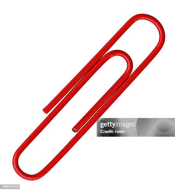 paper clip in hi-res, isolated, clipping path on white background - clip stockfoto's en -beelden