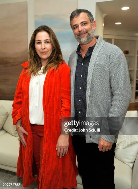 Karyn Lovegrove and Ivan Fatovic attend Art Los Angeles contemporary exhibitors party at Casa Perfect Housed in the Former Estate of Elvis Presley on...