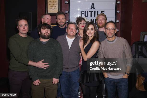 Jon Daly, John Gemberling, Matt Walsh, Joel McHale, Netflixs Ted Sarandos, Elvy Yost, Emmy Rossum, Domnhall Gleeson and Director David Wain attend...