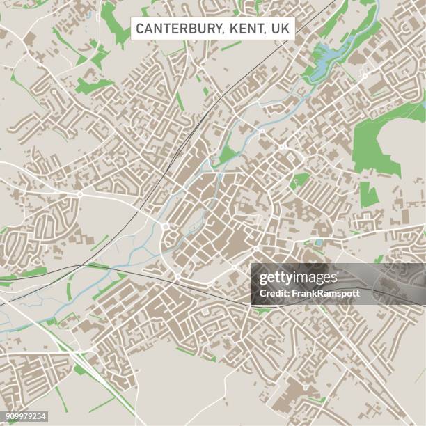 canterbury kent uk city street map - canterbury england stock illustrations