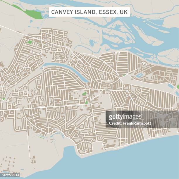 canvey island essex uk city street map - by the thames stock illustrations