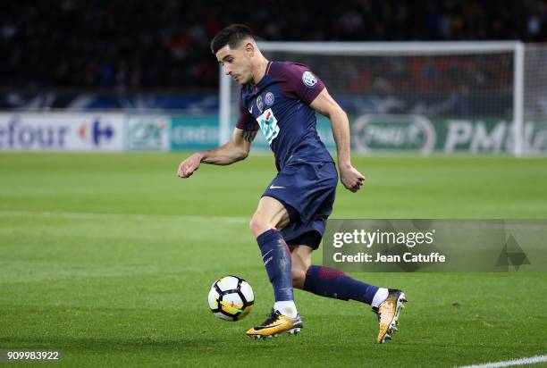 Yuri Berchiche of PSG during the French National Cup match between Paris Saint Germain and En Avant Guingamp at Parc des Princes on January 24, 2018...