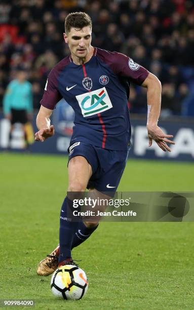 Thomas Meunier of PSG during the French National Cup match between Paris Saint Germain and En Avant Guingamp at Parc des Princes on January 24, 2018...