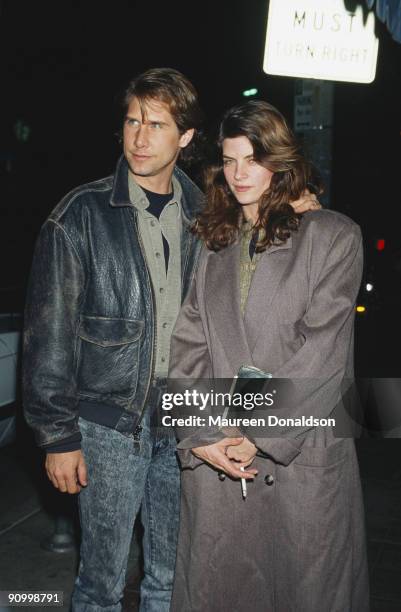 American actress Kirstie Alley with her husband, actor Parker Stevenson, February 1988.
