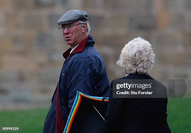 Former England footballer Jack Charlton arrives before the Sir Bobby Robson Memorial Service at Durham Cathedral on September 21, 2009 in Durham,...