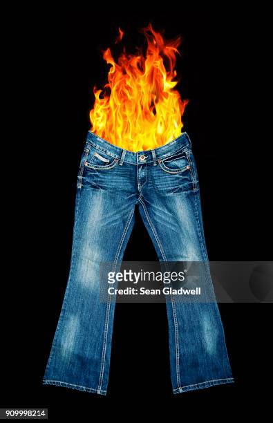 jeans on fire - bootcut pants stockfoto's en -beelden