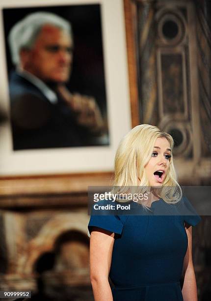 Katherine Jenkins sings during the Sir Bobby Robson Memorial Service at Durham Cathedral on September 21, 2009 in Durham, England. Thousands of...