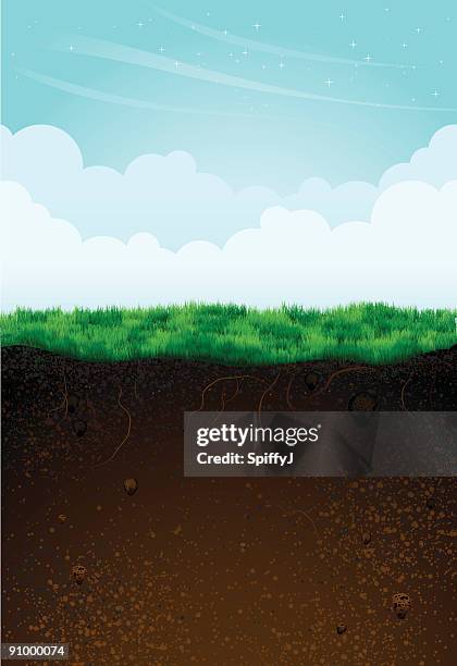 game background template showing underground and above - soil grass cross section stock illustrations