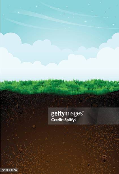 game background template showing underground and above - soil 幅插畫檔、美工圖案、卡通及圖標
