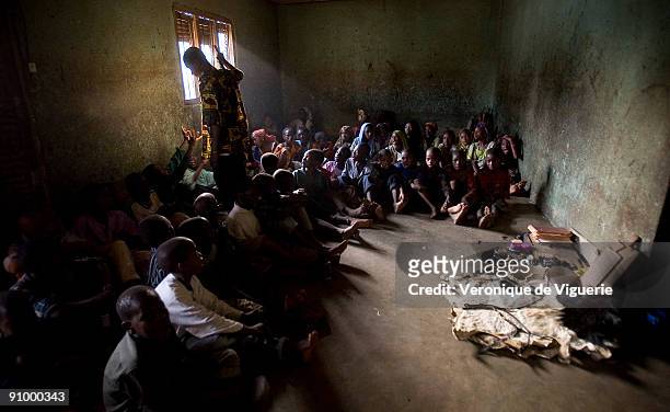 Koranic students in a madrasa in Korogho, Ivory Coast. Their teacher is disabled and is only able to survive thanks to the money which his students...