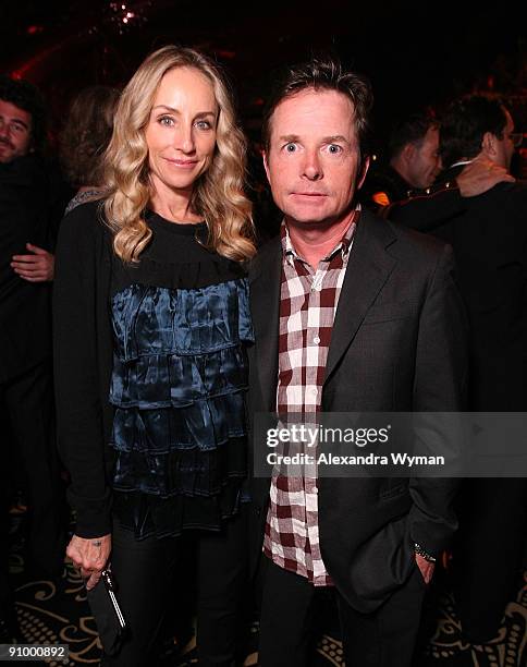 Tracy Pollan and Michael J. Fox attend HBO's post Emmy Awards reception at the Pacific Design Center on September 20, 2009 in West Hollywood,...