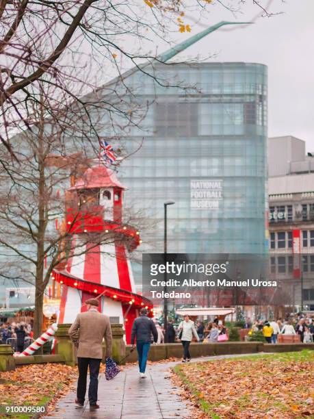 england, manchester, helter skelter and national football museum - claus lange stock pictures, royalty-free photos & images