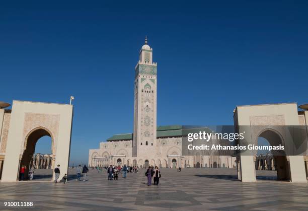 The Hassan II Mosque or Grande Mosquée Hassan II on December 30, 2017 in Casablanca, Morocco. Grande Mosquée Hassan II is the largest mosque in...