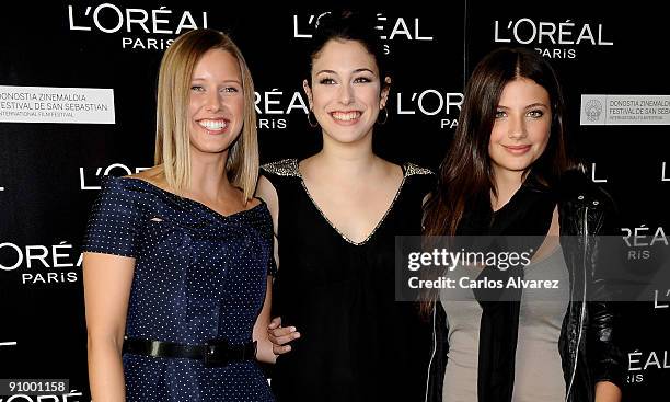 Spanish actresses Manuela Velles , Blanca Suarez and Miriam Giovanelli attend "Premio Revelacion del Cine Espanol" award at the Maria Cristina Hotel...