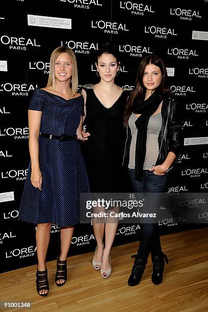 Spanish actresses Manuela Velles , Blanca Suarez and Miriam Giovanelli attend "Premio Revelacion del Cine Espanol" award at the Maria Cristina Hotel...