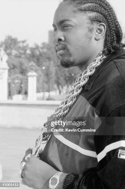 Eric Barrier, of American hip-hop duo Eric B. & Rakim, outside Buckingham Palace, London, 14th June 1988.