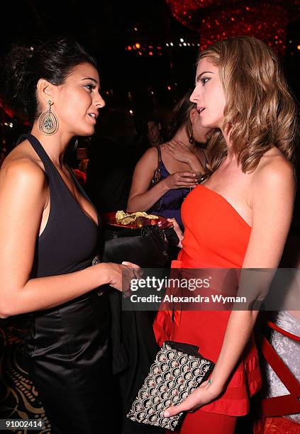 Emmanuelle Chriqui and Guest attend HBO's post Emmy Awards reception at the Pacific Design Center on September 20, 2009 in West Hollywood, California.