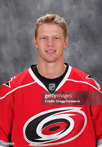 Eric Staal of the Carolina Hurricanes poses for his official headshot for the 2009-2010 NHL season.