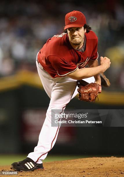 Starting pitcher Dan Haren of the Arizona Diamondbacks pitches against the Colorado Rockies during the major league baseball game at Chase Field on...