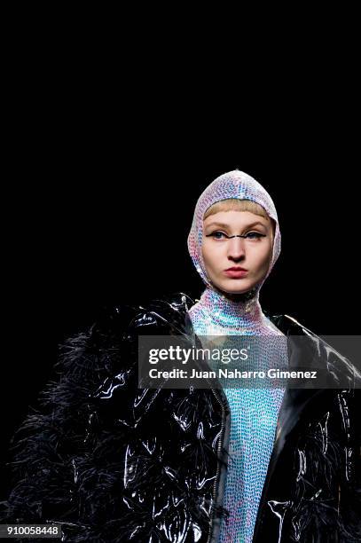 Models walk the runway at the Maria Escote show during the Mercedes-Benz Fashion Week Madrid Spring/Summer 2018 at Ifema on January 25, 2018 in...