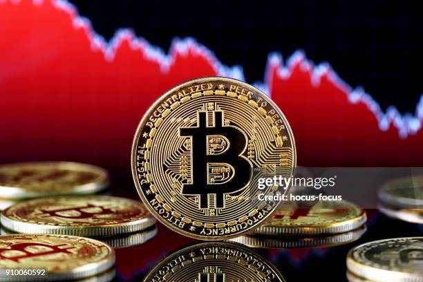 bitcoin falling down - bitcoin stock pictures, royalty-free photos & images