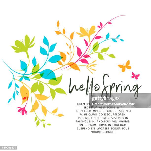 frühling-blätter und blüten - flower multicolor stock-grafiken, -clipart, -cartoons und -symbole