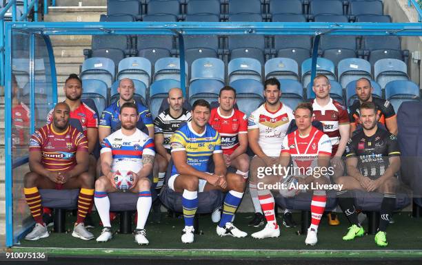 Jonny Lomax of St Helens, Liam Farrell of Wigan Warriors, Rhys Hanbury of Widnes Vikings, Ben Garcia of Catalans Dragons, Shaun Lunt of Hull KR, Ryan...