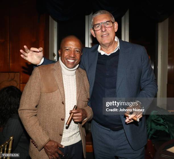 Kevin Liles and Lyor Cohen attend The Big Smoke Pre-Grammy Celebration at The Grand Havana Room on January 24, 2018 in New York City.