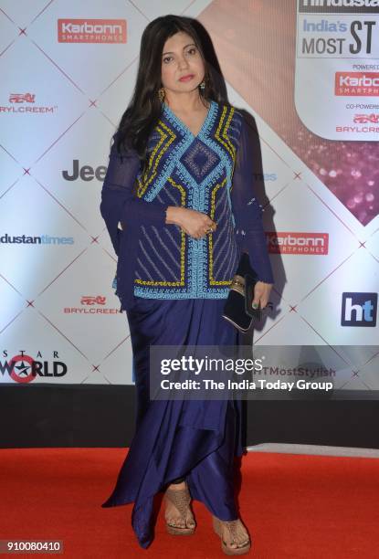 Alka Yagnik arrives at the HT Indias Most Stylish Awards 2018 in Mumbai.