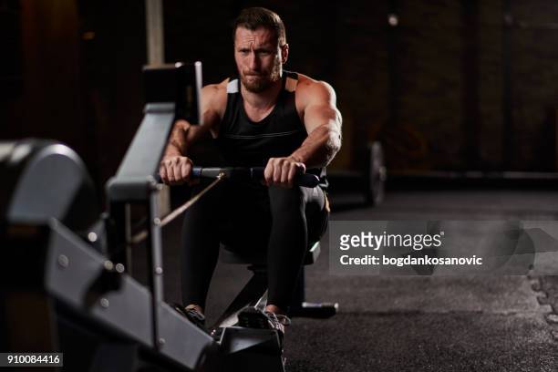 seated rowing - rowing machine stock pictures, royalty-free photos & images